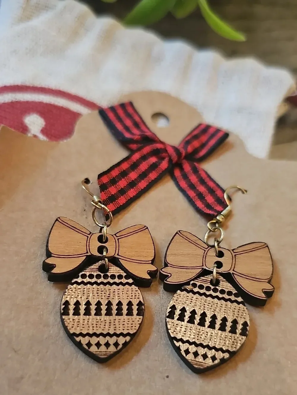 Paparazzi Red Braided Kids Bracelet & Pink Wooden Bow Earrings Set NWT
